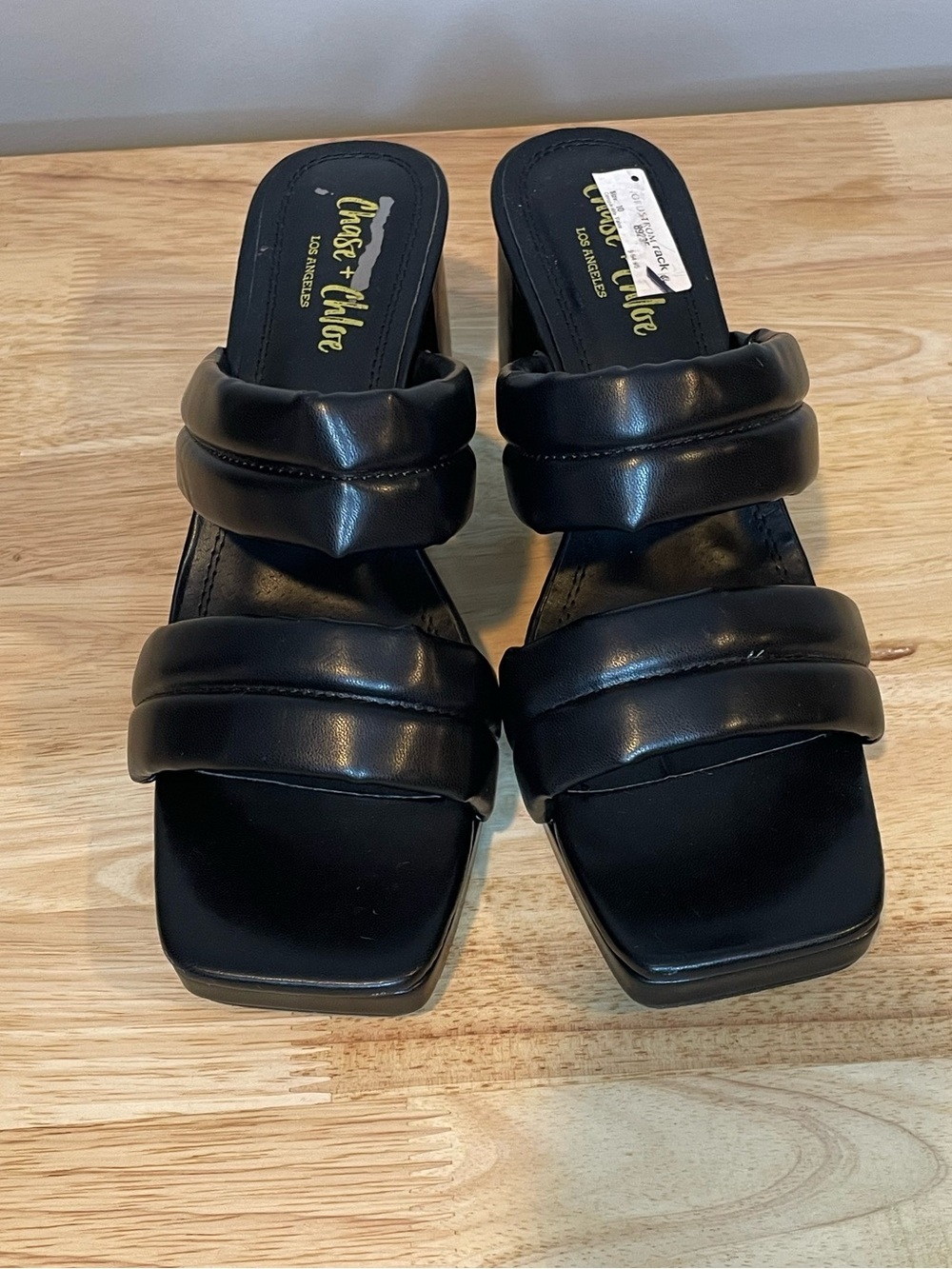 Chase + Chloe Black Padded Two-Strap Slide Sandals - NWOT Size 10